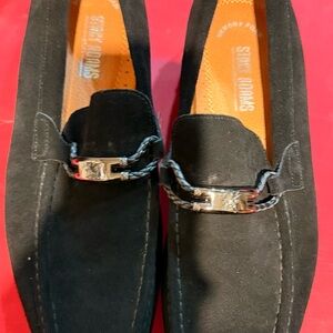 Stacy Adams Black Suede Loafers with Silver Accent